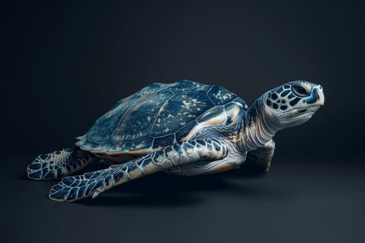 A sea turtle is shown on a black background photo