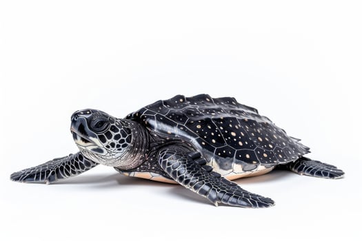 A green sea turtle on a white background photo