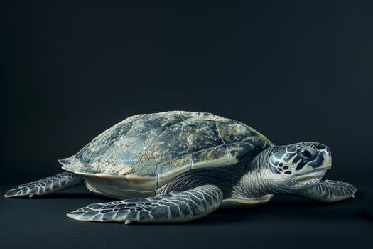 A green sea turtle on a black background photo