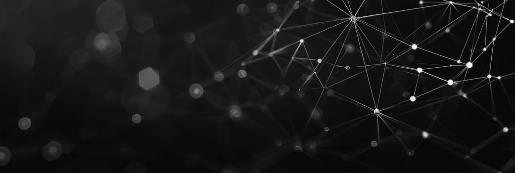 Futuristic digital network visualization with glowing nodes and lines, representing data connections, technology, and modern communication photo