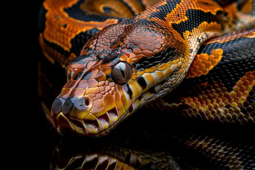 A snake with its mouth open and its eyes closed photo