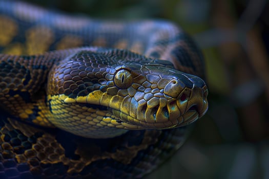 A close up of a snake with its head turned to the side photo