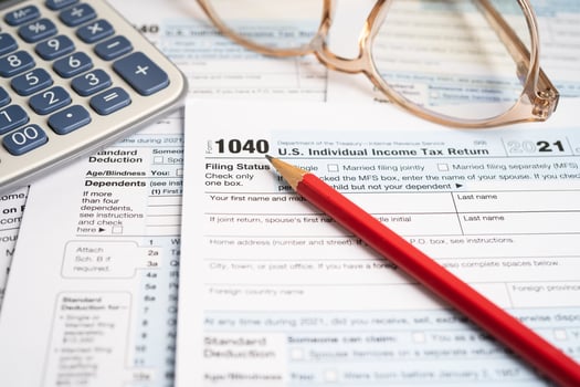 Form 1040, U.S. Individual Income Tax Return, tax forms in the U.S. tax system. photo