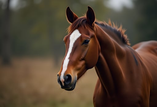 A horse is standing in a field photo