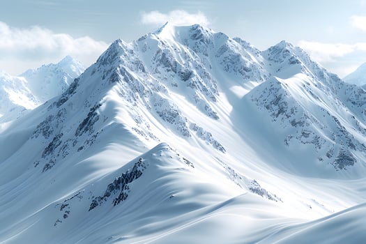 Winter Mountain Landscape Snow-Covered Peaks in Serene Alpine Setting - Ideal for Travel and Nature Photography photo