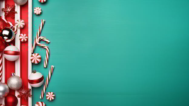 Vintage Christmas Postcard Design with Striped Red and White Pattern for Festive Greetings and Wishes photo