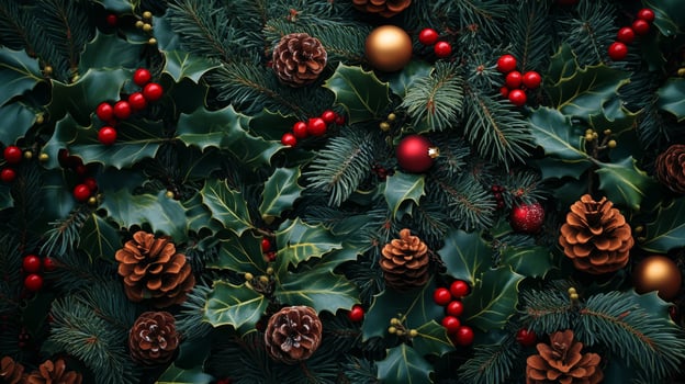 Traditional green and red Christmas background photo