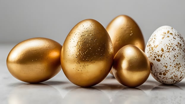 isolated Golden Eggs Gold Easter Egg photo