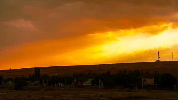 Texture of bright evening sky during sunset photo