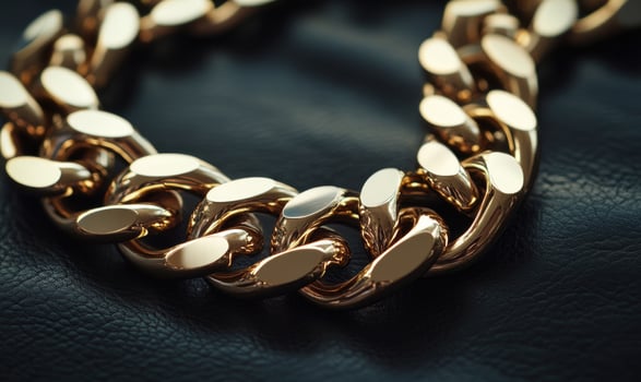 A gold chain with a black background photo