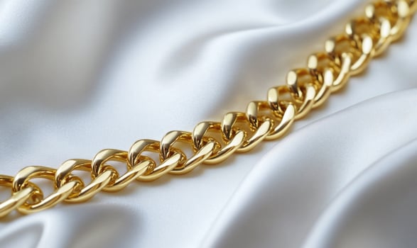 Gold chain on satin fabric photo
