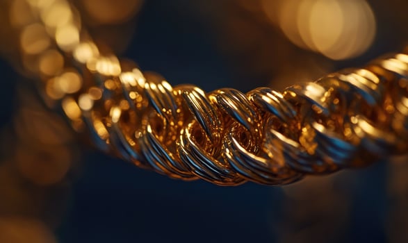 A gold chain with a shiny, reflective surface photo