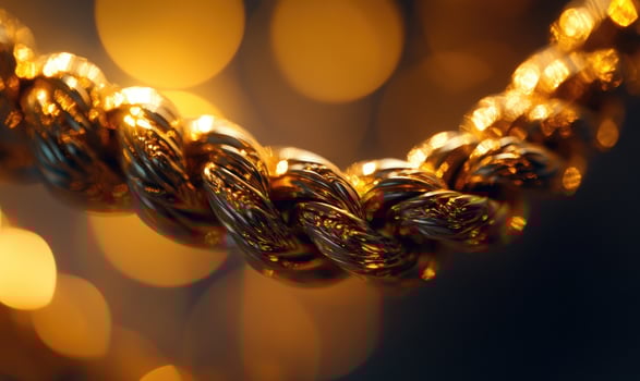 A gold chain with a knot in the middle photo
