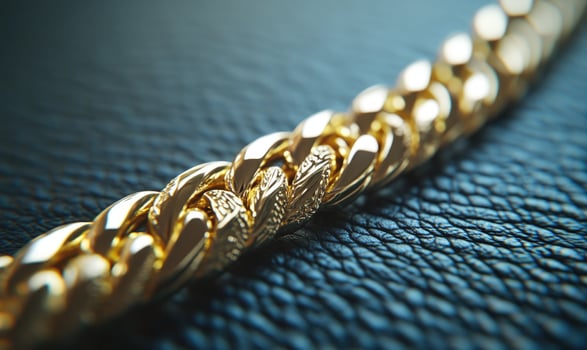 A gold chain with a black background photo