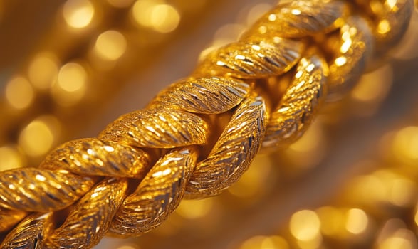 A gold chain with a leaf design photo