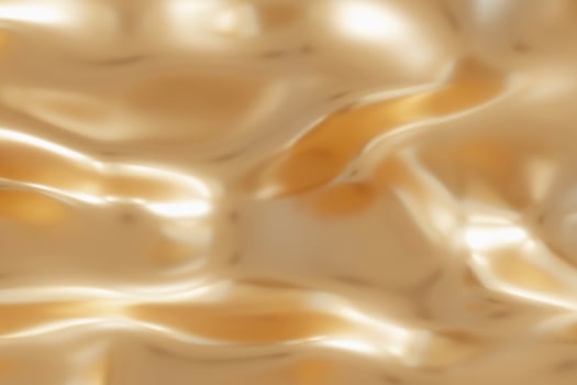 Luxurious abstract golden background. Elegant fluid metallic surface. Flowing gold. Ideal for use in high-end design projects, digital art, as striking background for promotional materials. 3D render. photo
