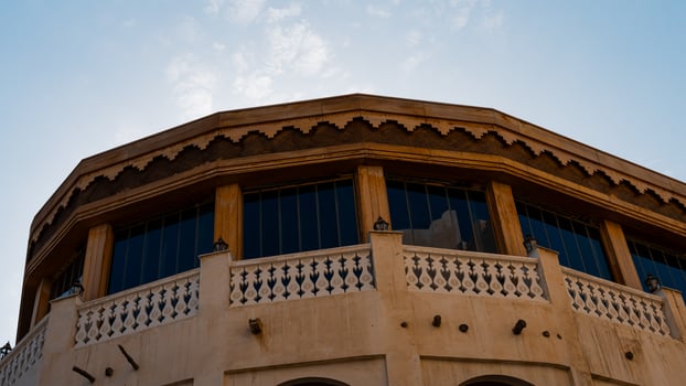 Architecture details of traditional arabian market Souq Waqif photo