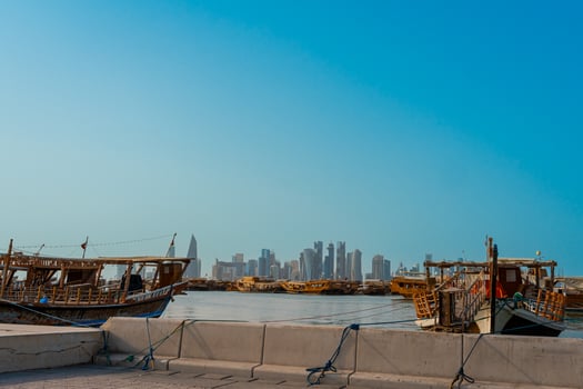 The skyline of West Bay and Doha City Center during sunrise, Qatar photo