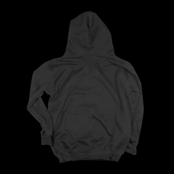 Template blank flat Black hoodie. Hoodie sweatshirt with long sleeve flatlay mockup for design and print. Hoody front and back top view isolated on white background photo