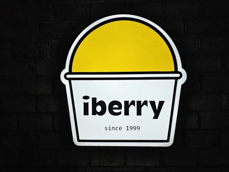 BANGKOK, THAILAND DECEMBER 25, 2023 iberry sign. It is a famous homemade ice cream in Thailand, was established in 1999. photo