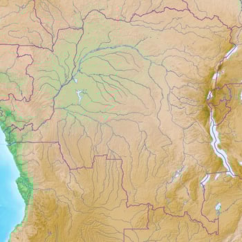 Blank physical topographic map of Democratic Republic of the Congo photo