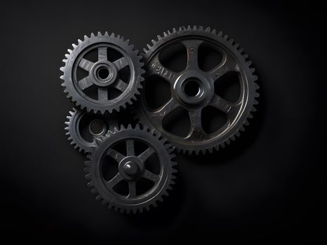 Mechanical gears on a black background photo