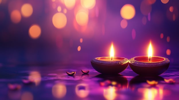 Beautiful blank diwali lamps and backgrounds lit during celebration photo