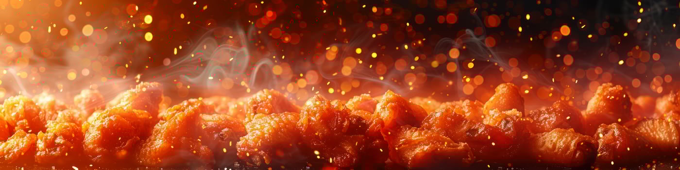 Panorama photo of a chicken wings