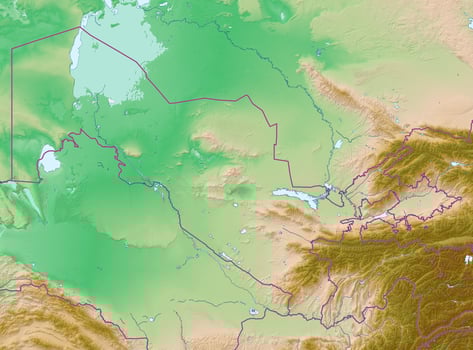 Blank physical topographic map of Uzbekistan photo