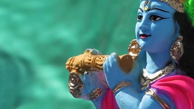 Colorful mythological sculpture displayed in a handicraft shop photo