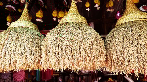 Traditional Indian home decoration with paddy sheaves photo