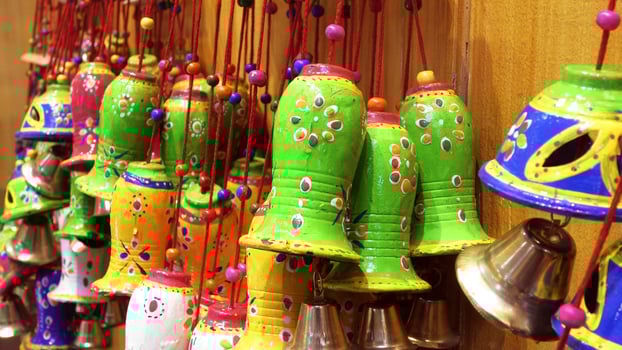 Colorful decorative items displayed in a shop photo