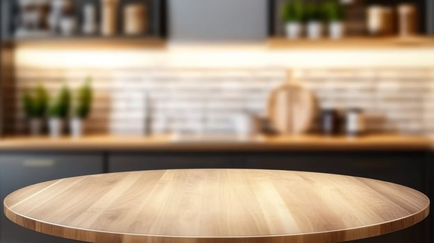 Wooden table top on a kitchen counter photo