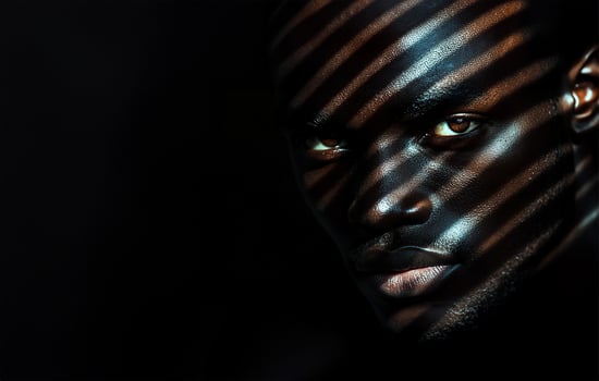 Black man with striking shadows photo