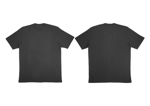 Blank t-shirt black template front and back view on clean background. Short Sleeve mock-up photo