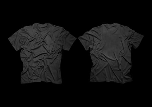 Blank t-shirt black template front and back view on clean background. Short Sleeve mock-up photo
