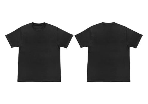 Blank t-shirt black template front and back view on clean background. Short Sleeve mock-up photo