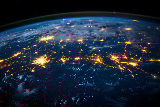 Earth's Night Lights from Space, Illuminated Cities, Satellite View, Stunning Night Sky photo