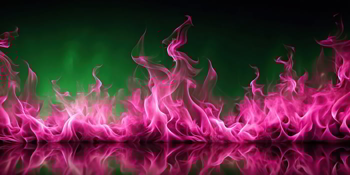 Abstract pink flames on a dark green background photo
