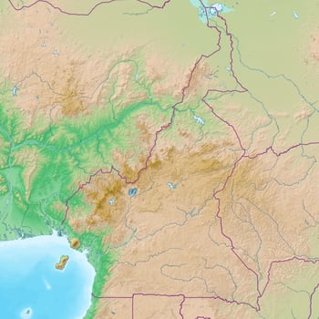 Blank physical topographic map of Cameroon photo