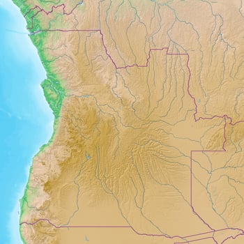 Blank physical topographic map of Angola photo