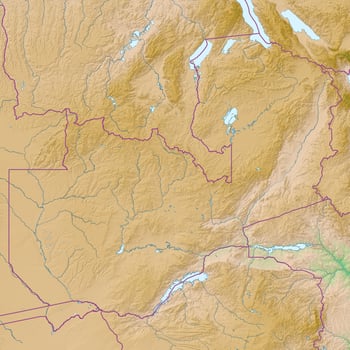 Blank physical topographic map of Zambia photo