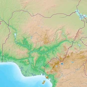 Blank physical topographic map of Nigeria photo