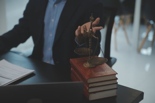 Law theme, gavel or mallet of the judge, lawyer enforcement officers, evidence-based cases taken into account in the court abount business, legislation. photo