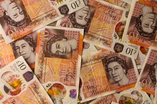 Closeup of english pounds banknotes 5 photo