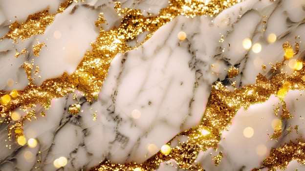 Elegant marble texture background with golden accents and glitter effects in a luxurious setting photo