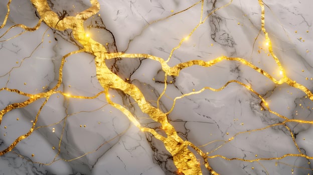 Elegant marble background with golden veins shining under soft light in luxury interior design photo
