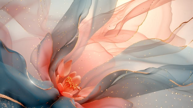 Elegant marble ink background featuring a soft floral design with pastel colors and gentle curves photo
