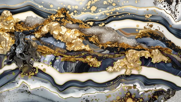 Elegant marble ink background featuring golden accents and swirling patterns photo