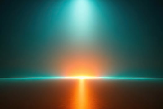 Abstract minimalist background with glowing orange and teal lights photo